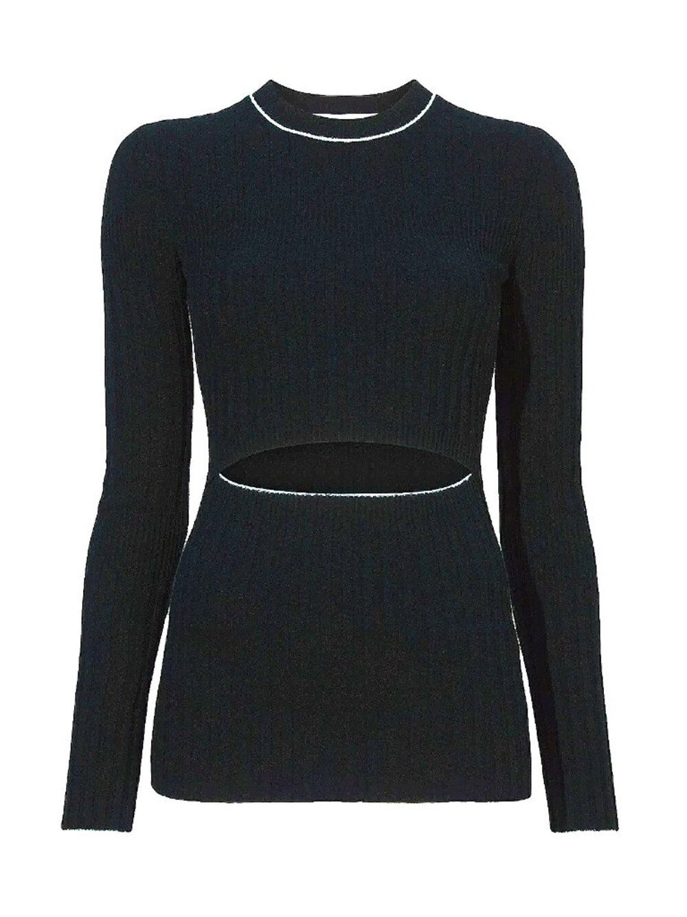 PROENZA SCHOULER White Label Bouclé Cut-Out Knitted Top in Black – Size SMALL